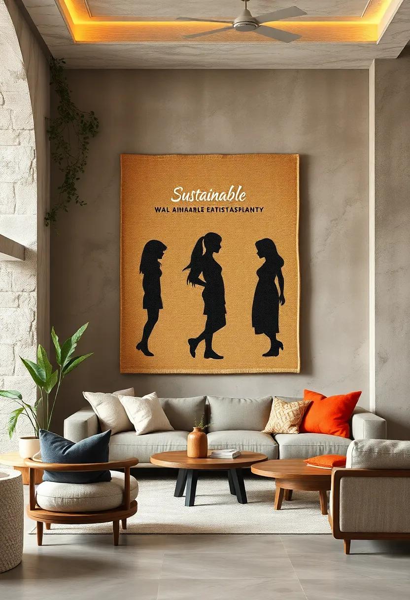 Minimalist Silhouettes Painted On Burlap From Natural Fibers Highlighting Sustainable Simplicity