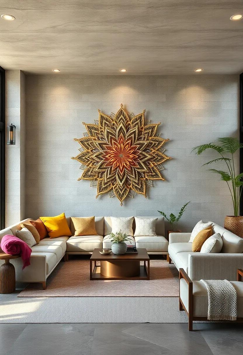 Intricate Mandalas Crafted From Upcycled Fabric Scraps Infused With Earth Tones And Subtle Texture