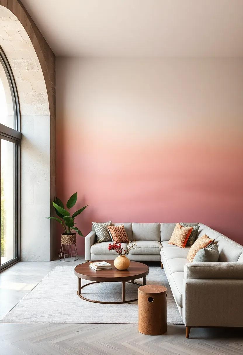 Subtle Gradient Murals Painted Using Plant-Based Colors Evoking Serene Environmental Vibes