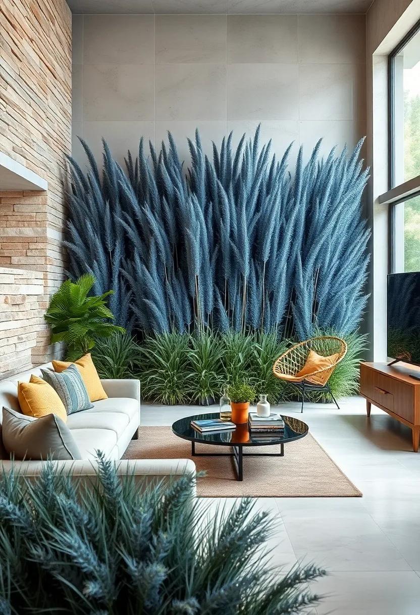 Dense and Towering Blue Fescue Clumps Offering a Modern Twist to Traditional Garden Privacy