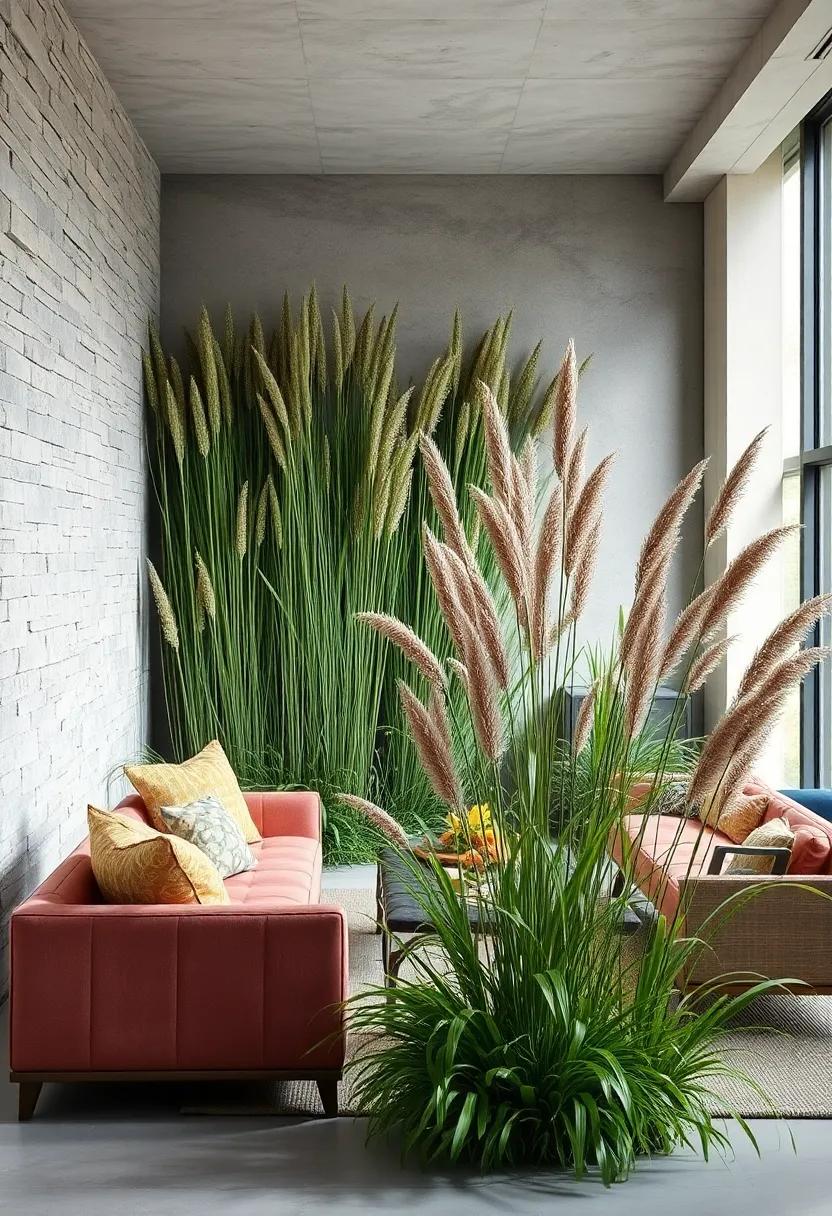 Native Big Bluestem Grass Clusters Forming a Wild and Natural Looking Urban Sanctuary