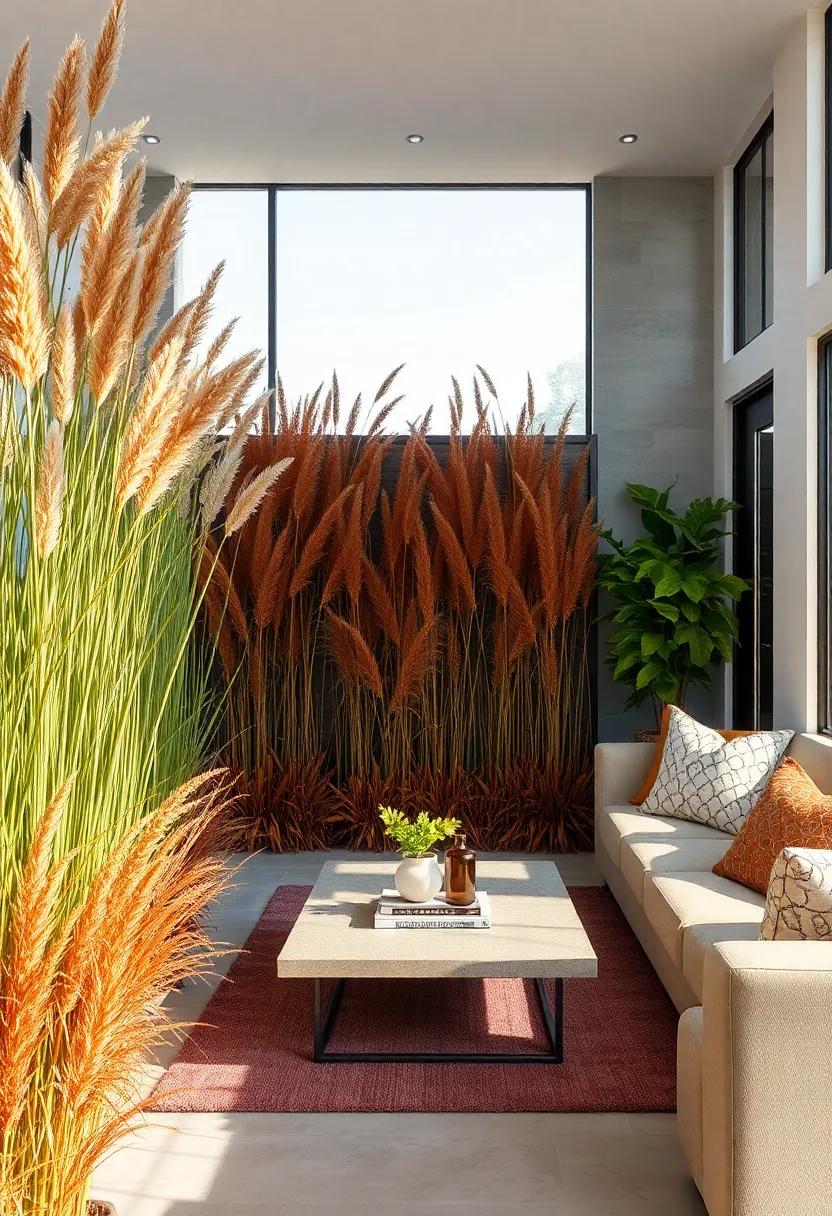 Rust-Colored Panic Grass Brethed in the Warmth of Autumn Light Creating an Inviting Barrier