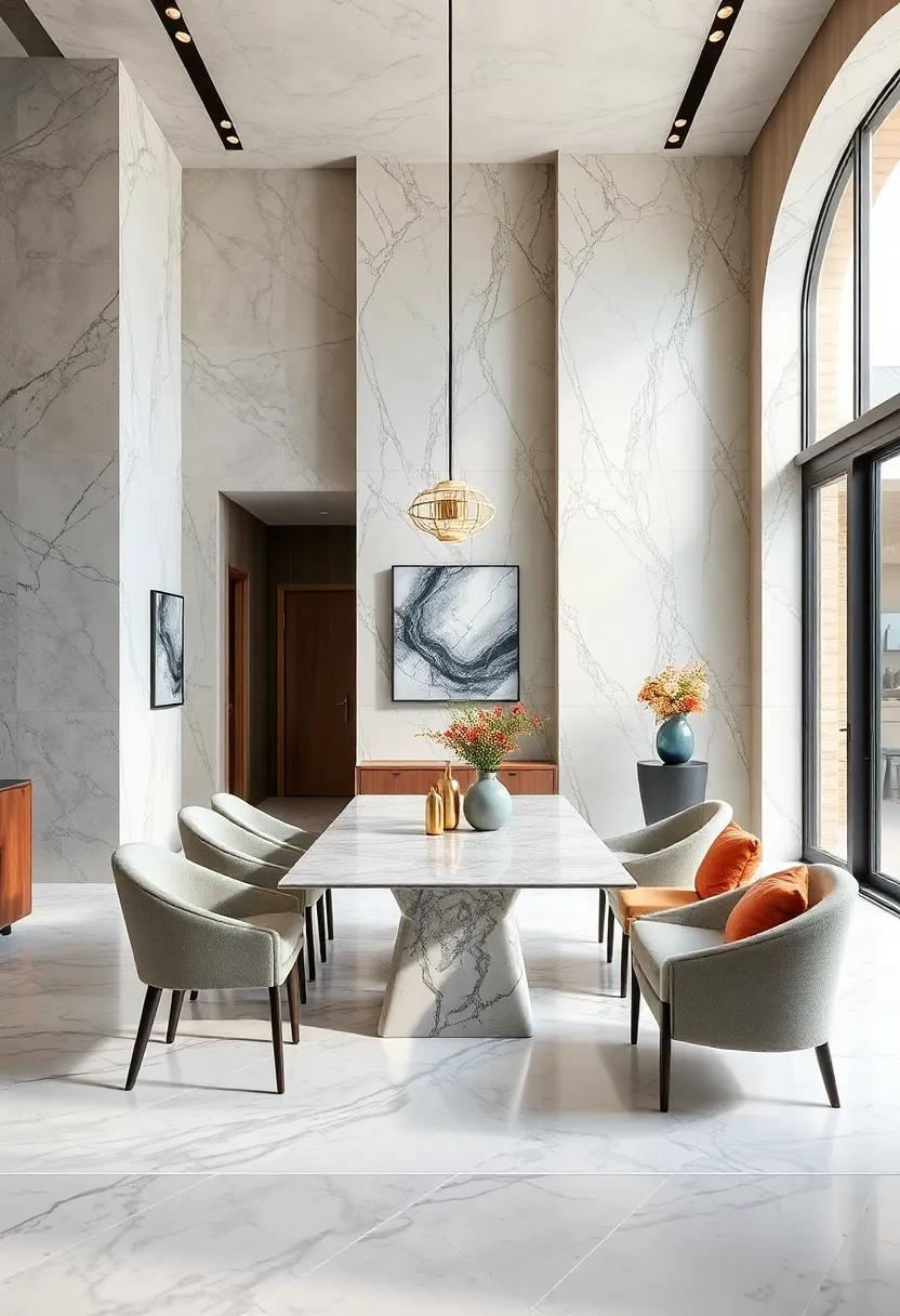 Combining Marble with Metallic Accents to Infuse Dining Areas with a Modern Yet Elegant Flair