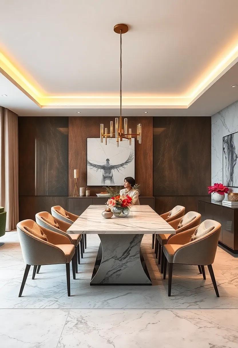 Marble's Naturally Occurring Veins as Unique Artistic Elements Enhancing Dining Room Character