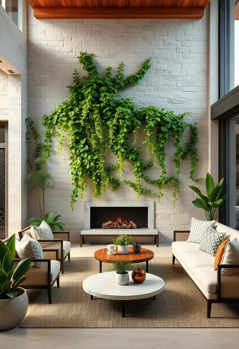 Showcasing Cascading Vines for a Dramatic and Natural Vertical Garden Effect