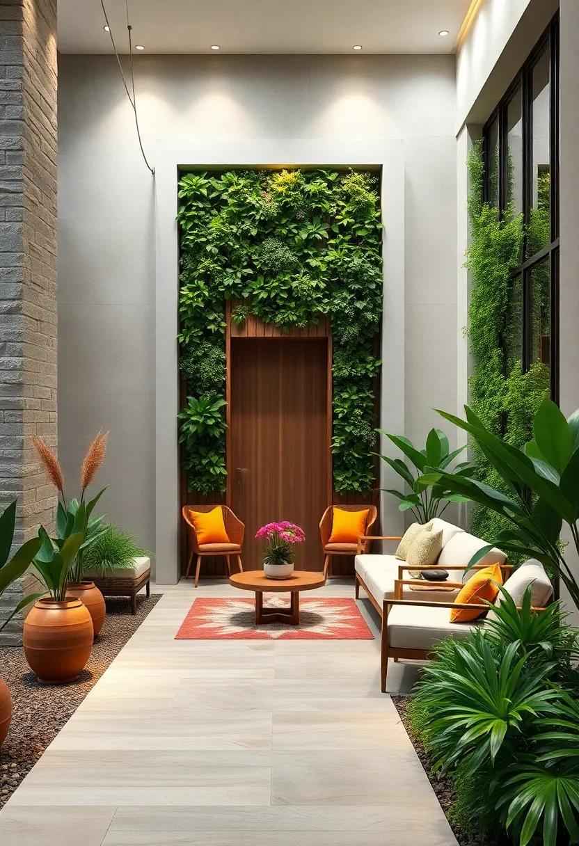 Incorporating Vertical Garden Walls Around Entrances to Create Welcoming Green Portals