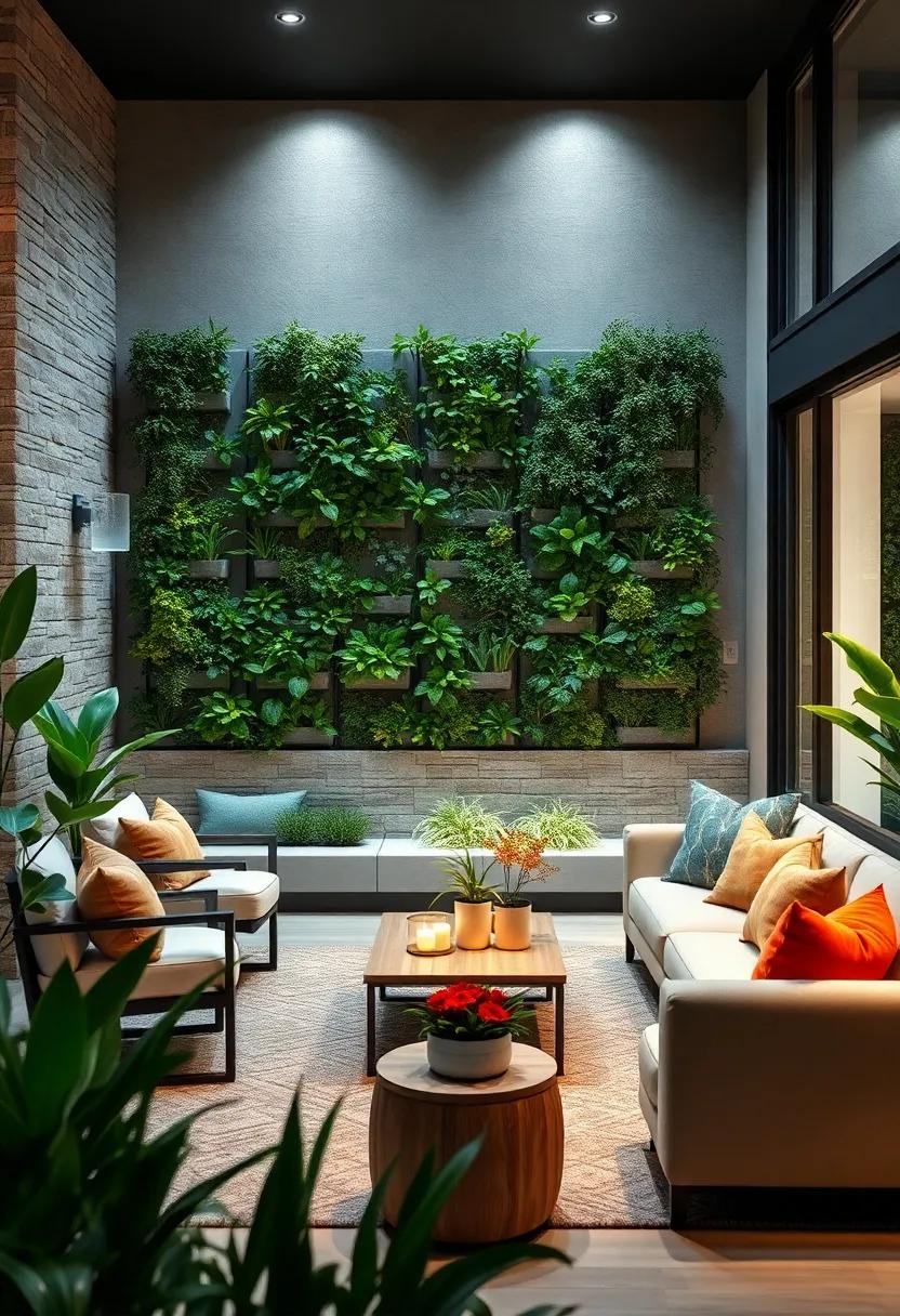 Blending Vertical Gardens with Outdoor Lighting to Illuminate Plant Details After Dark