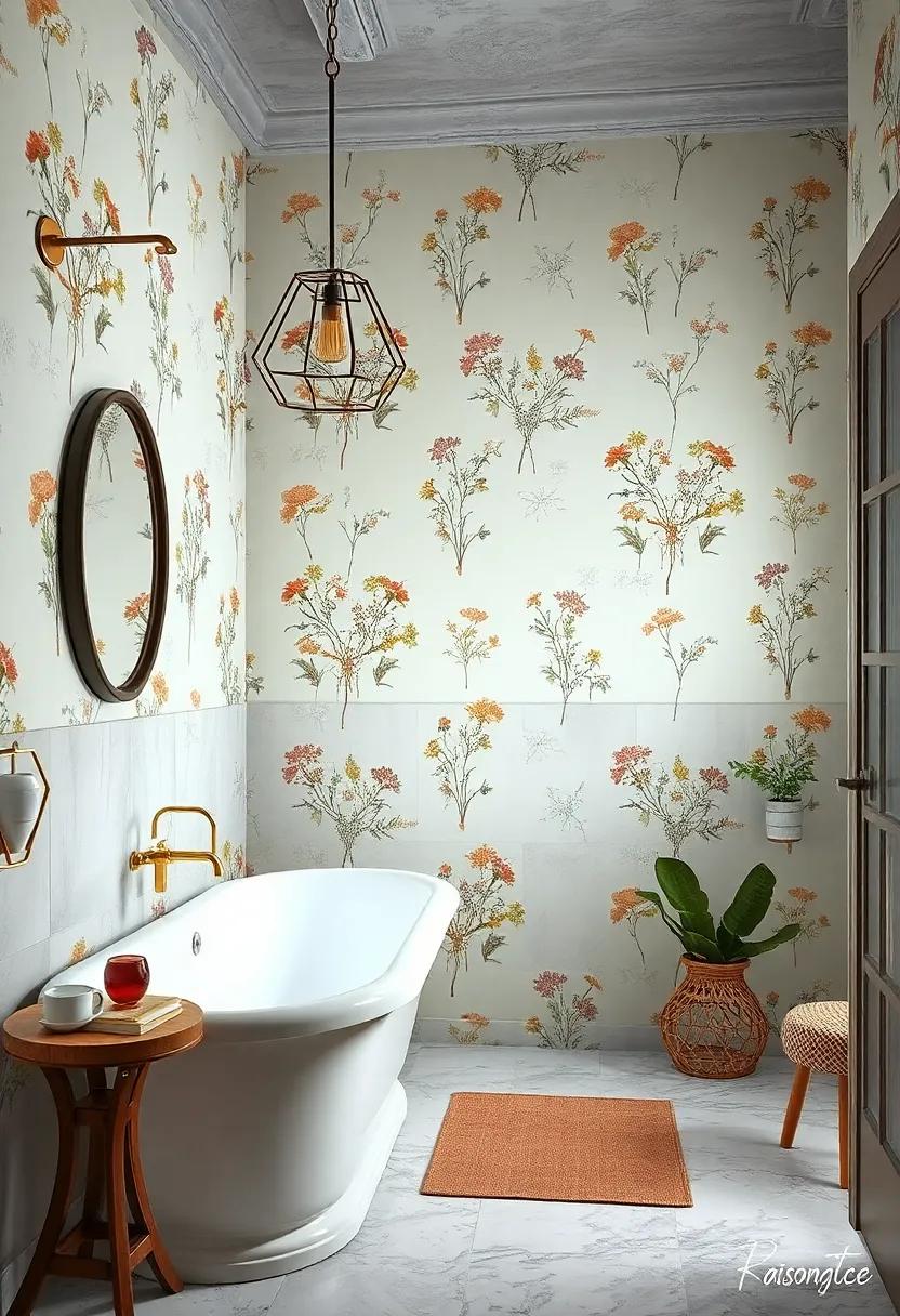 The Allure of Hand-Painted and Illustrated Wallpaper Styles in Bathroom Settings
