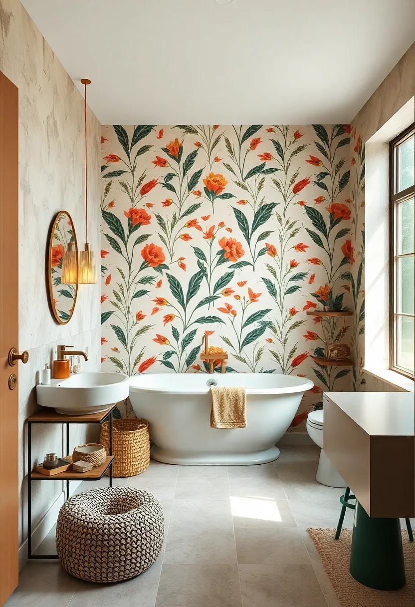 Capturing Mid-Century Modern Flair with Bold and Graphic Bathroom Wall Patterns