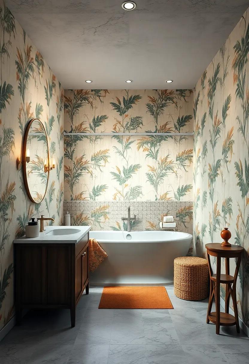 Exotic and Cultural Prints Invoking a Sense of Adventure in Vintage Bathroom Themes