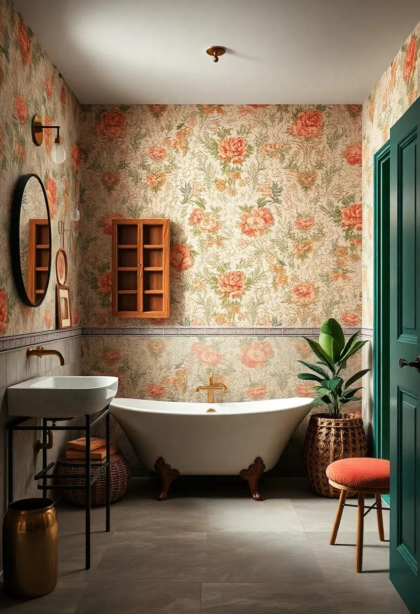 Layering Vintage Wallpapers with Complementary Colors and Textures for Visual Interest