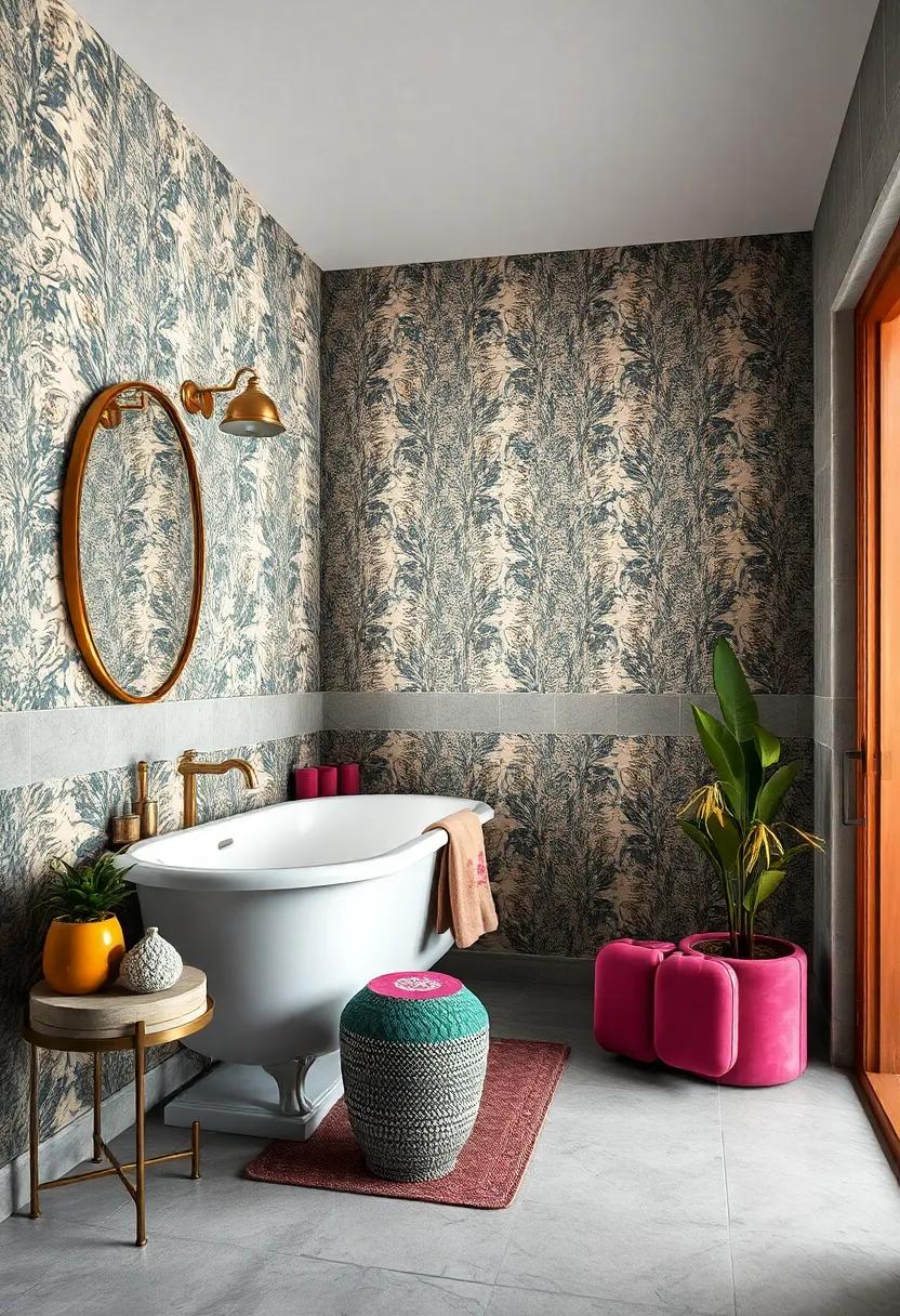 Rich Jewel Tones Accentuating Luxury and Depth in Retro Bathroom Décor