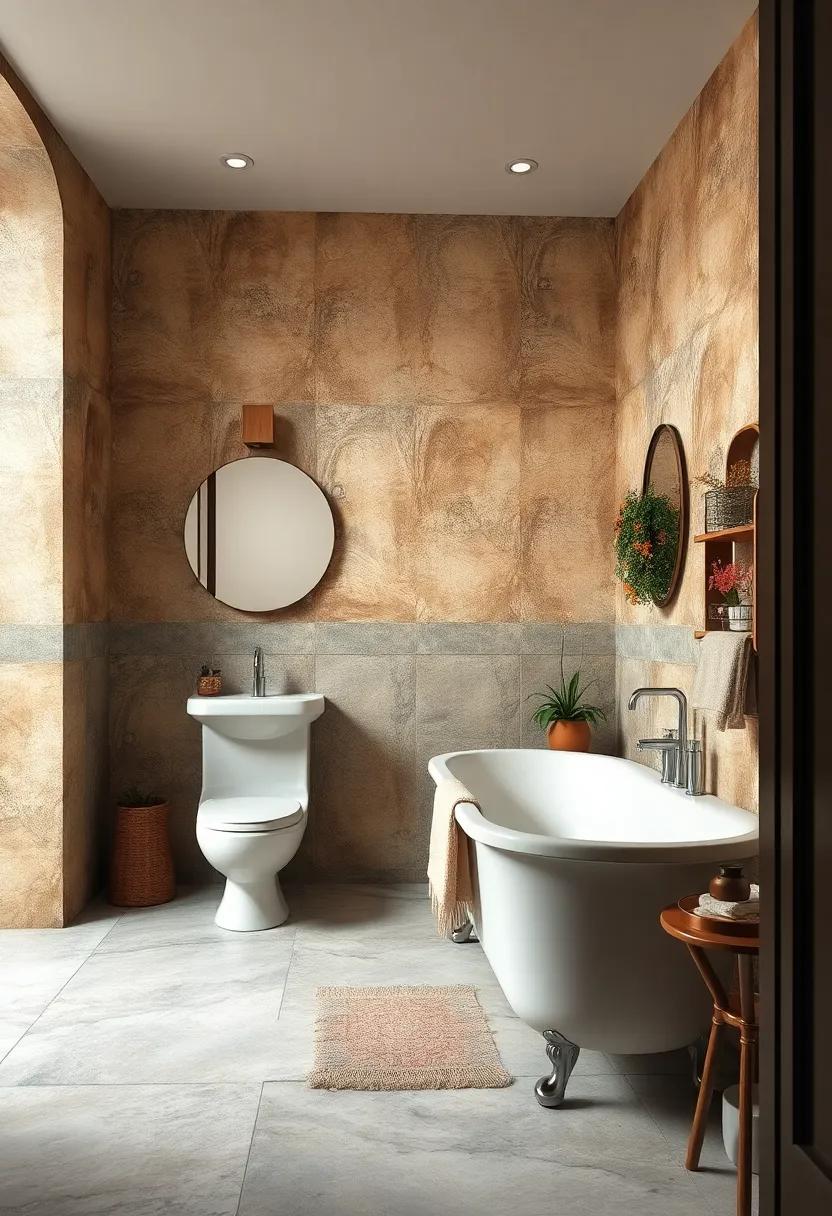 Textures and Reliefs Creating Depth and Tactile Interest in Vintage Bathroom Wallpaper