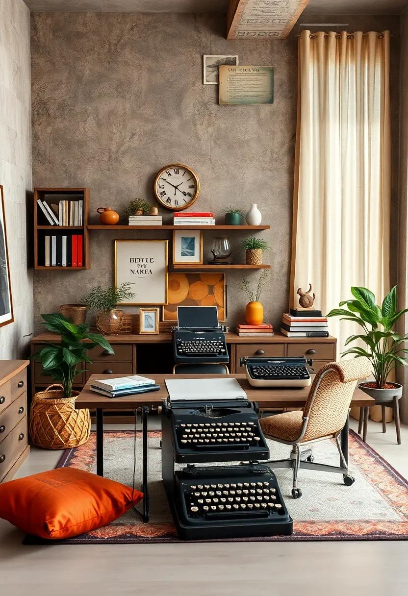 A Gallery of Vintage Office Photos Highlighting Typewriters as Central Elements in Timeless Study Settings