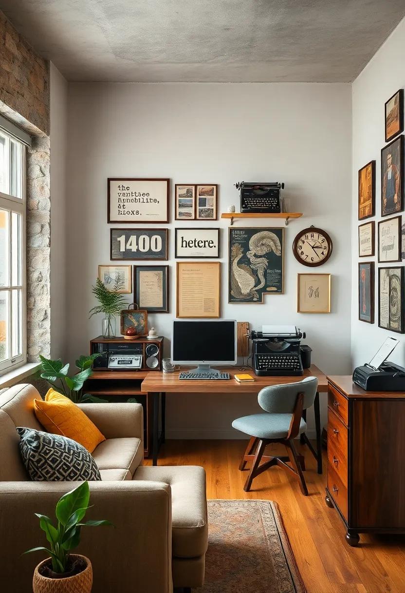 Curated Collections of Typewriter Fonts and Print Samples Adorn Walls, Inspiring Creativity in Vintage Offices