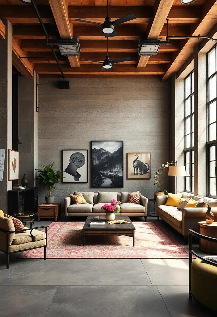 Industrial Loft Spaces Enhanced with Bold Black and White Vintage Photography