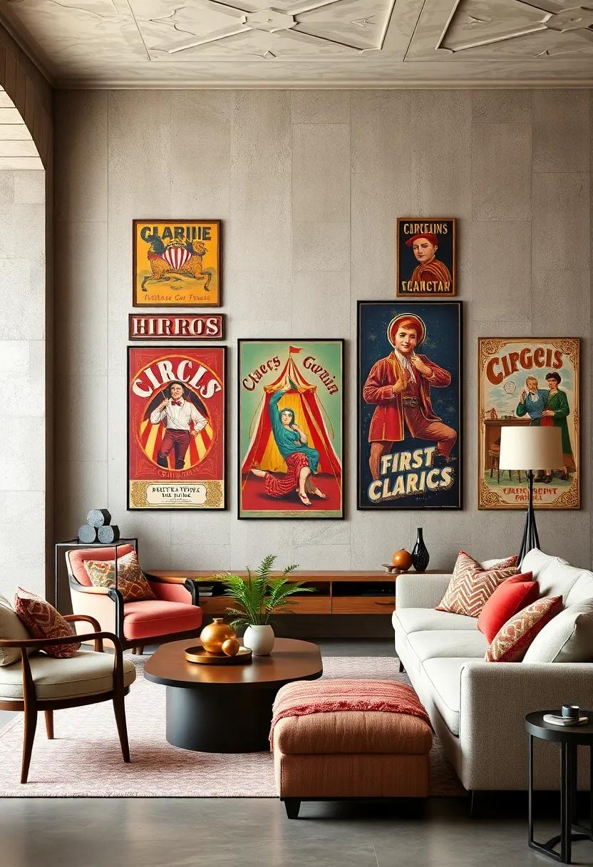 Mixing Antique Circus and Carnival Posters for a Playful Yet Sophisticated Wall Display
