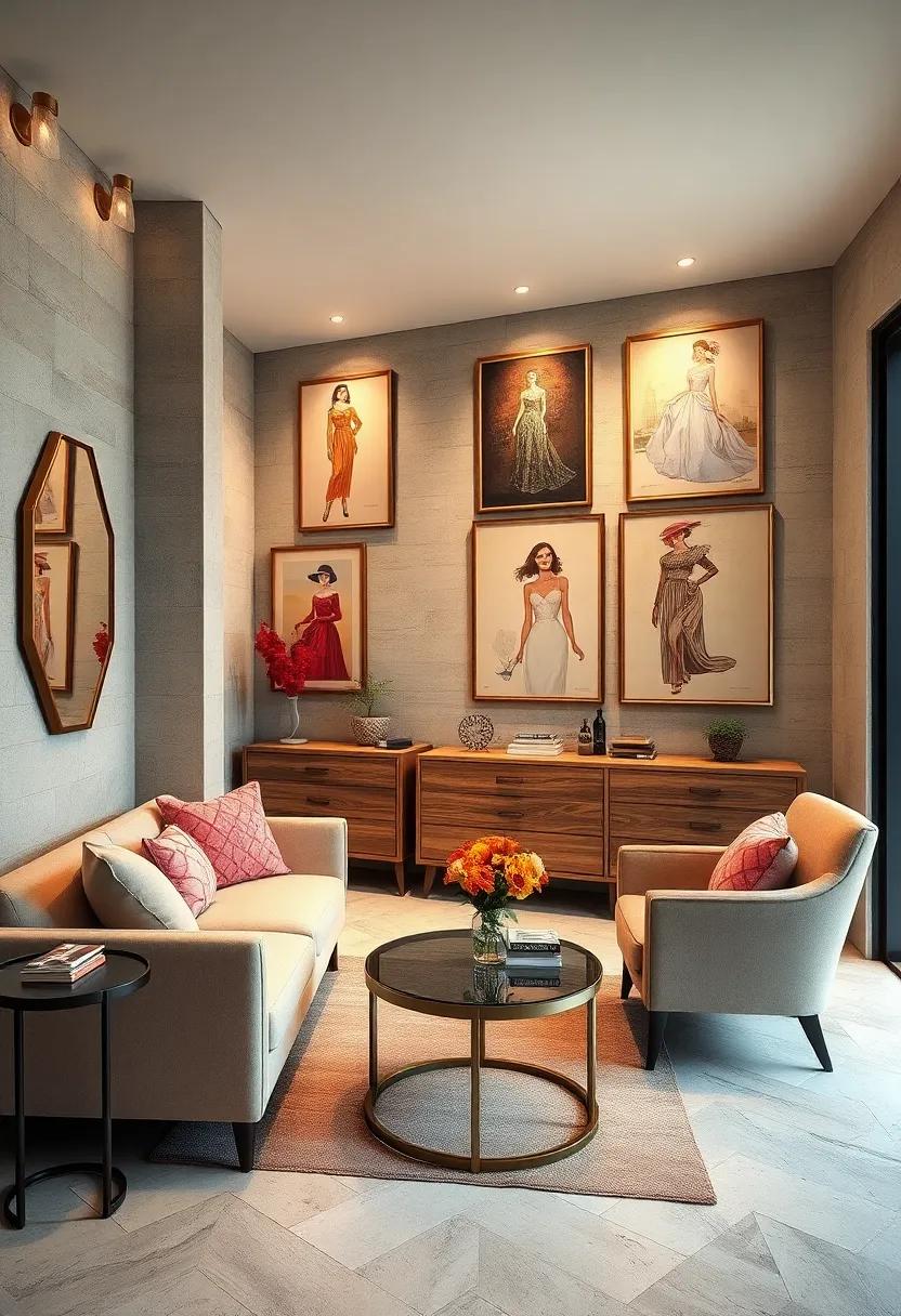 Integrating Vintage Fashion Illustrations to Bring Glamour and Historical Flair to Dressing Rooms