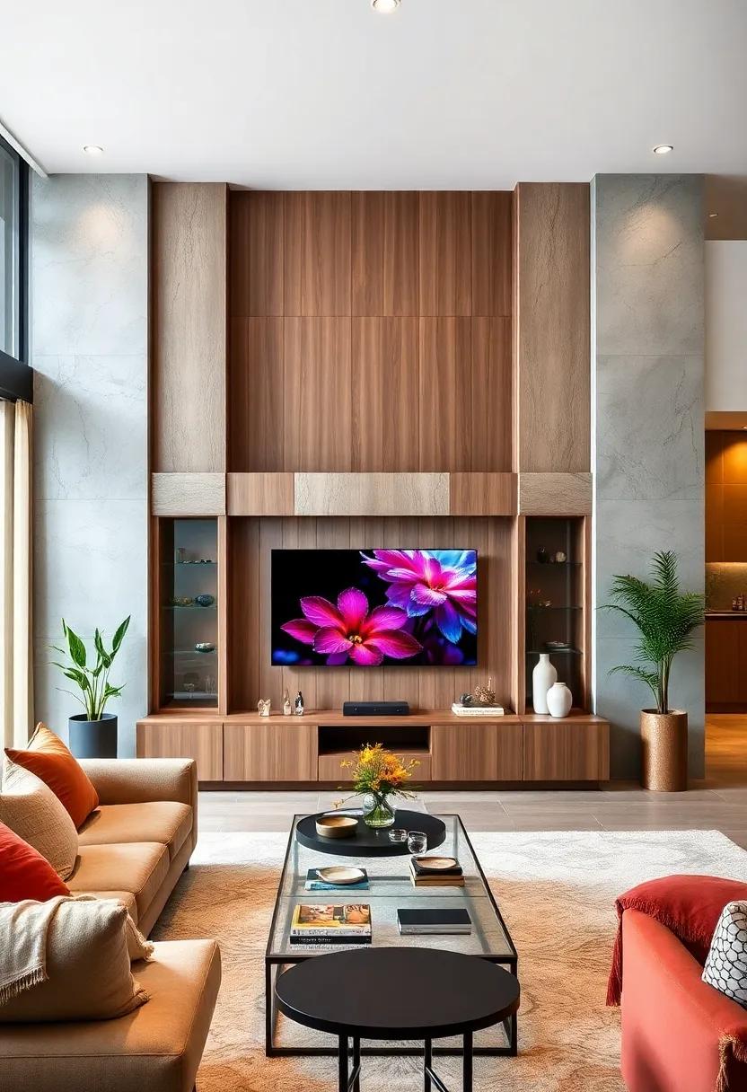 Custom Cabinetry Featuring Built-in Speakers and Soundproof Panels Integrating Seamlessly With the TV Wall