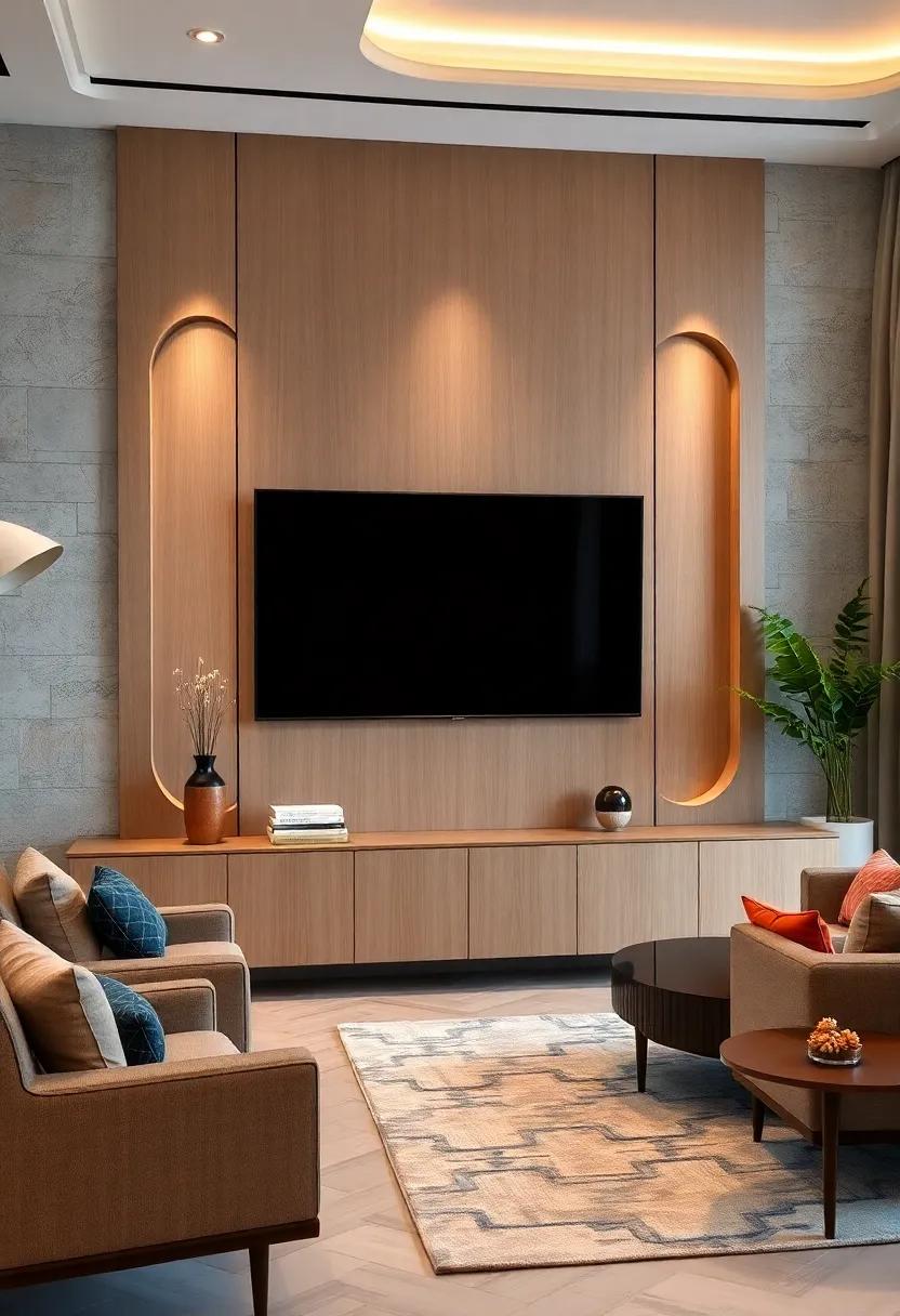 Organic Curves and Smooth Edges in Cabinet Designs Harmonizing With a Round-Edged Flat Screen TV