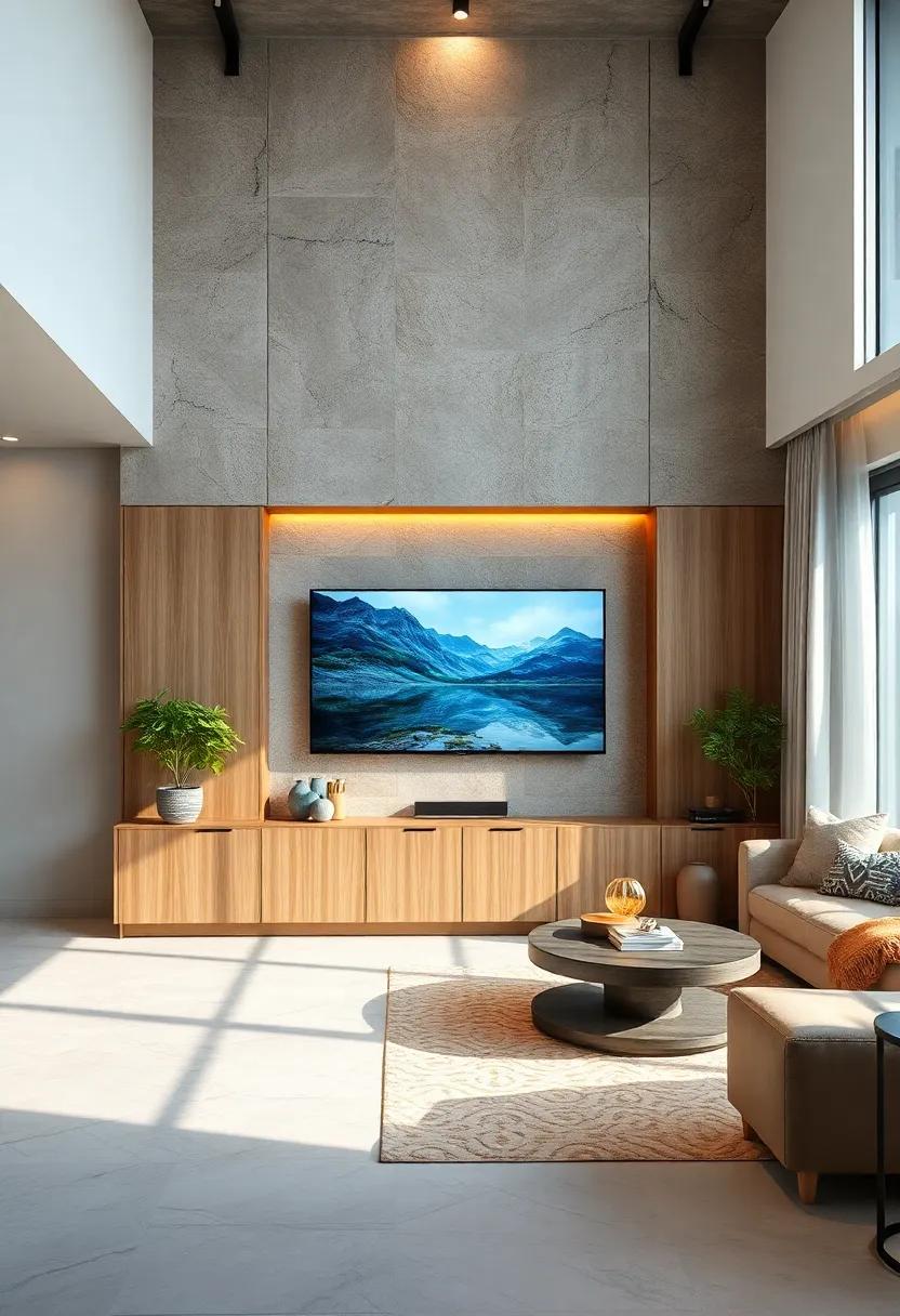 Seamless Wall Integration Using Custom Cabinets That Camouflage the TV Within a Contemporary Interior