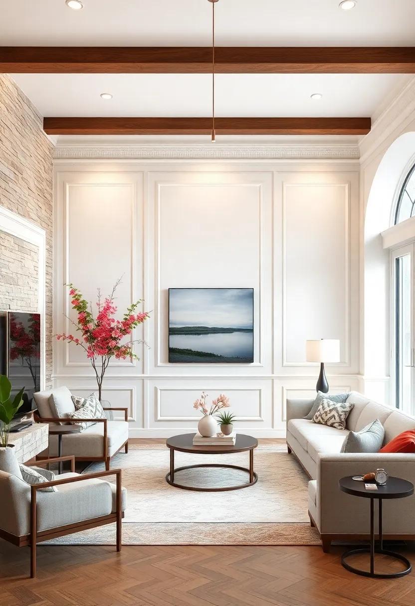 Elegant White Wainscoting Panels Adding Sophistication to a Classic Living Room Ambiance