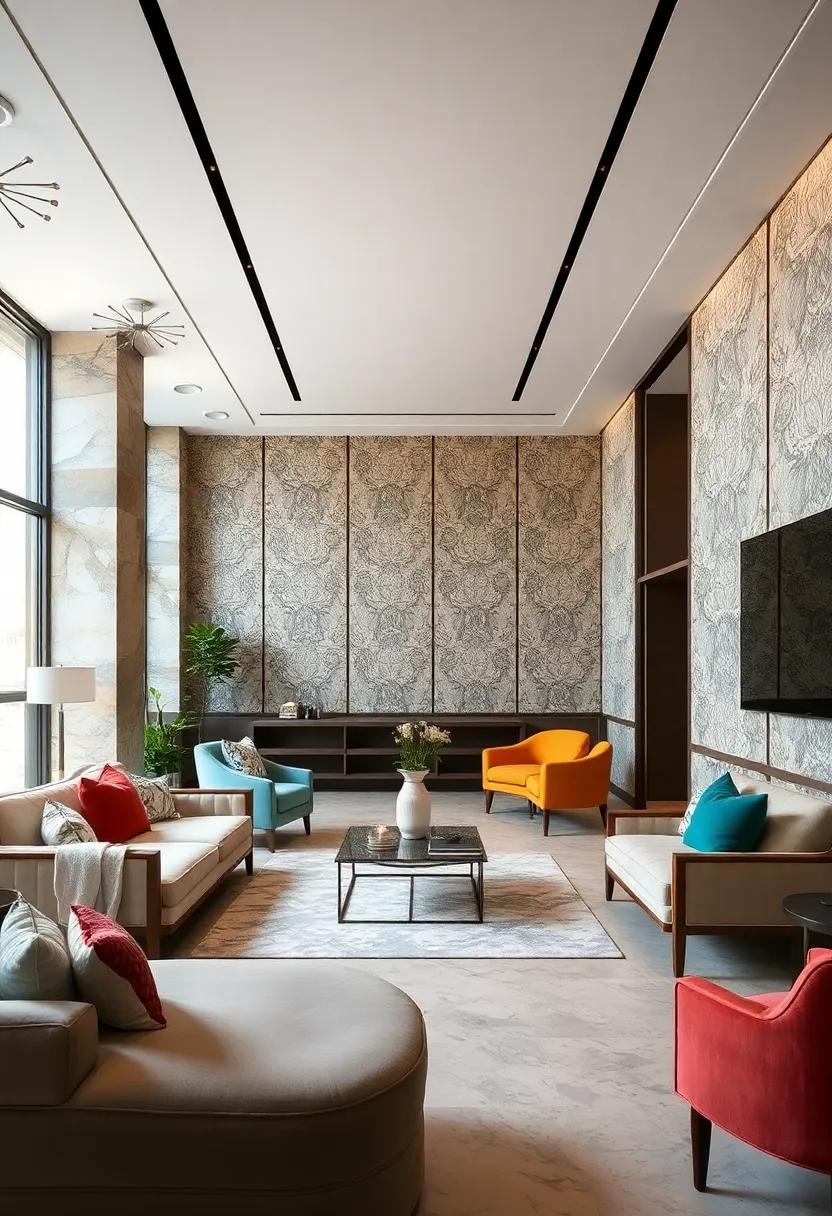 Intricately Patterned Fabric-Wrapped Panels Softening Space and Adding Texture in Boutique Hotels