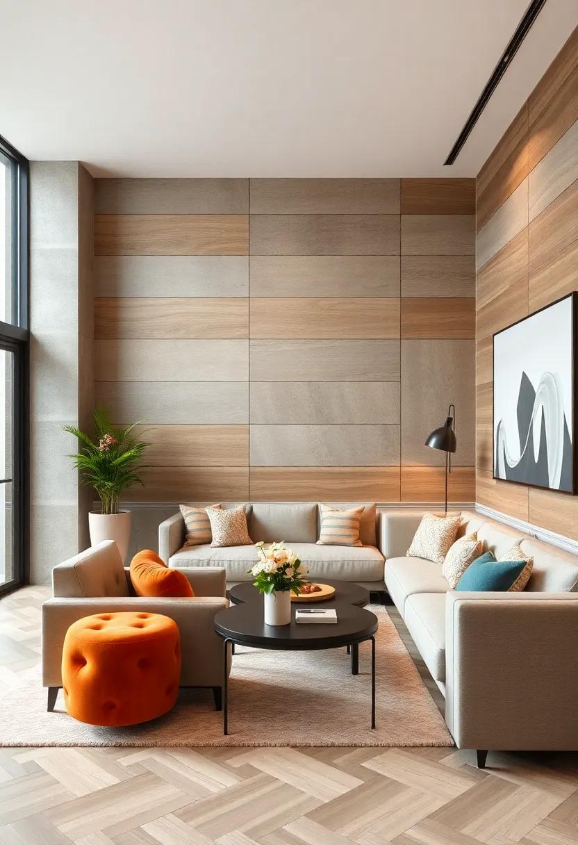 Modern Geometric Wall Panels Creating a Bold Statement in a Minimalist Studio Space