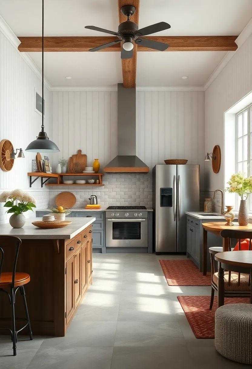 Vintage Beadboard Wainscoting Design Evoking Nostalgic Charm in a Country Cottage Kitchen