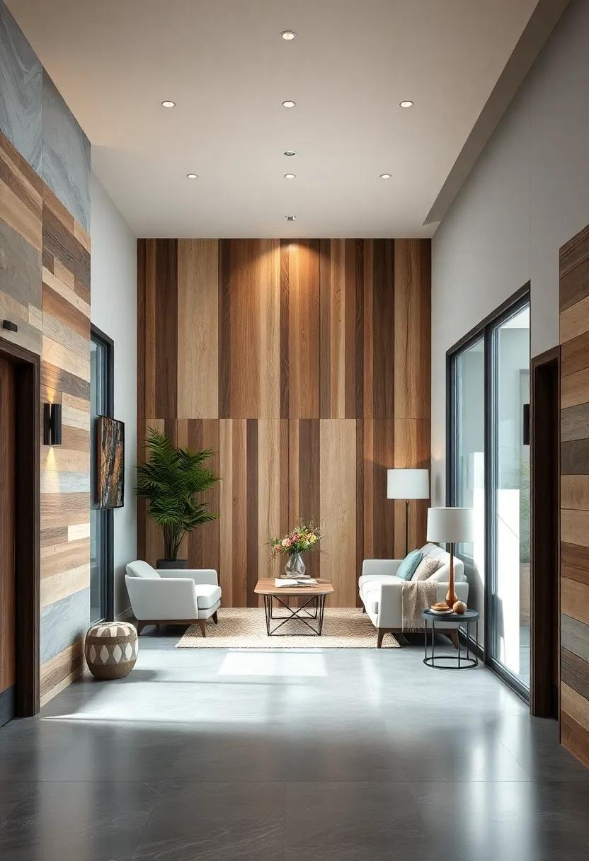 Mixed Wood Species Panels Showcasing a Blend of Warm and Cool Tones for Rich Layered Aesthetic Effect