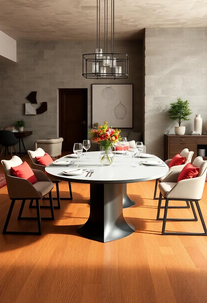 Light Cinnamon Wood Floors Surrounding a Sleek Table with Minimalist Crystalware