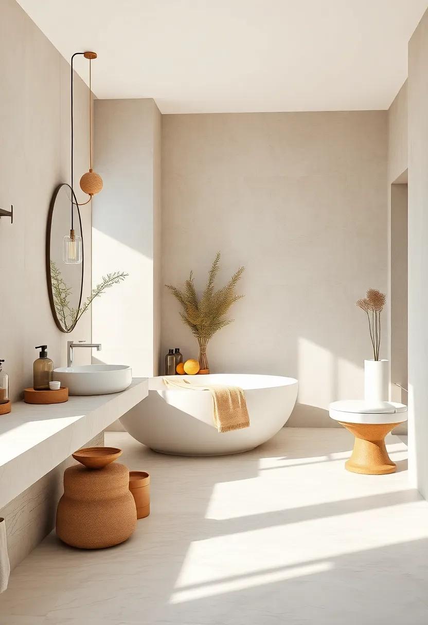 Serene Spaces Featuring Soft Neutral Tones and Natural Light Illuminating a Zen Minimalist Bathroom