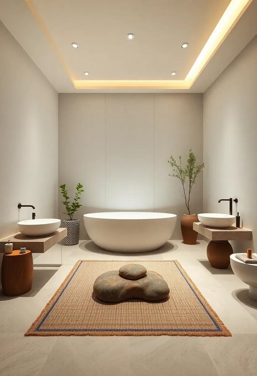 Tatami Mats and Smooth Pebble Accents Blending Traditional Japanese Elements Into Contemporary Bathrooms