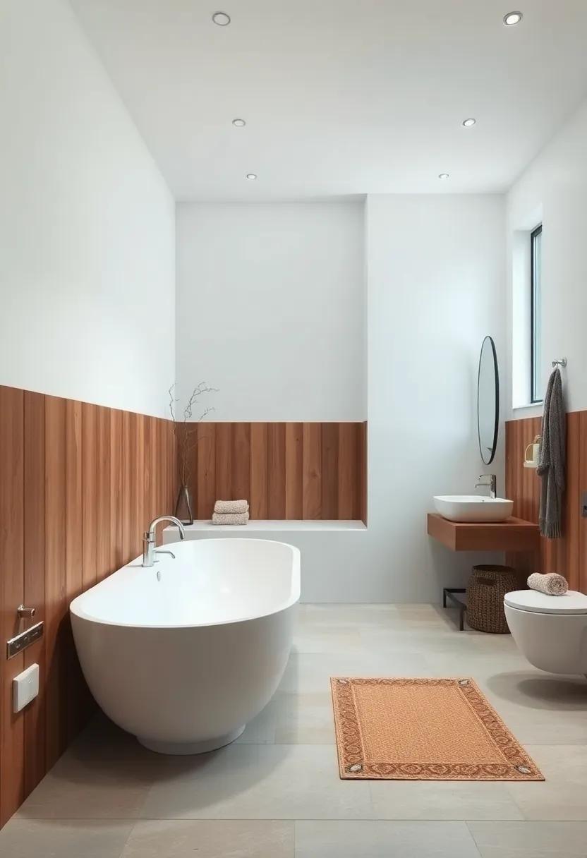 Warm Wooden Accents Combined With Crisp White Walls Creating Soothing Visual Harmony