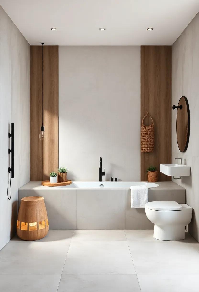 Harmony Between Rough Timber Walls And Sleek Stone Tiles Creating Calm In A Rustic Bath Retreat