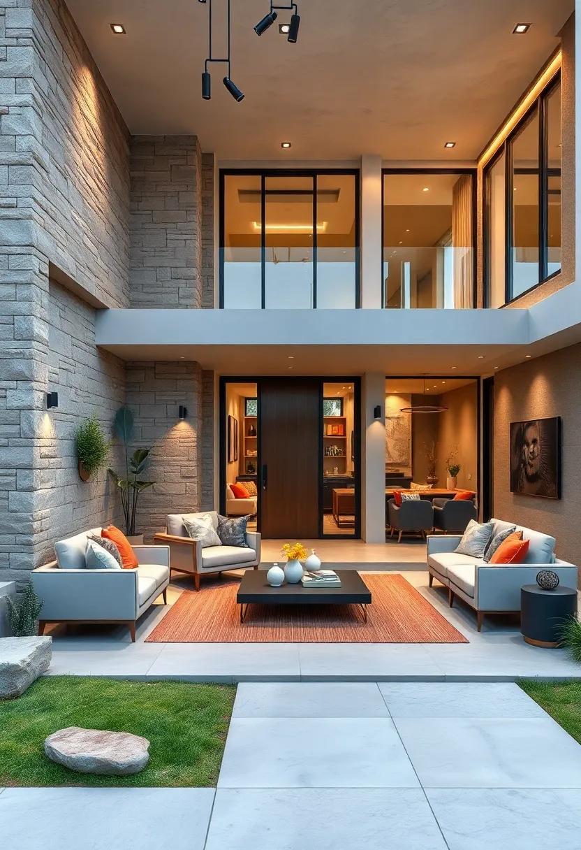 Modern Elegance: A Contemporary Home Showcasing a Sleek Front Yard