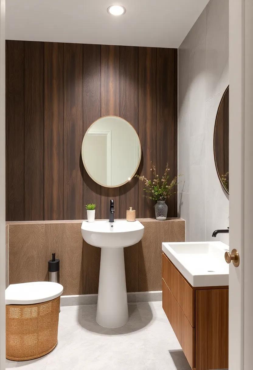 Elevate Your Powder Room: Dark Wood Accent Walls for Timeless Charm