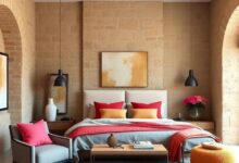 Embracing Tuscan Charm: Rustic Stone Walls and Warm Earth Tones in the Bedroom