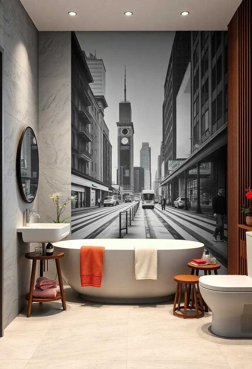 Weave a Tale of Urban Chic Through Black and White Photography Murals Featuring Cityscapes and Street Scenes