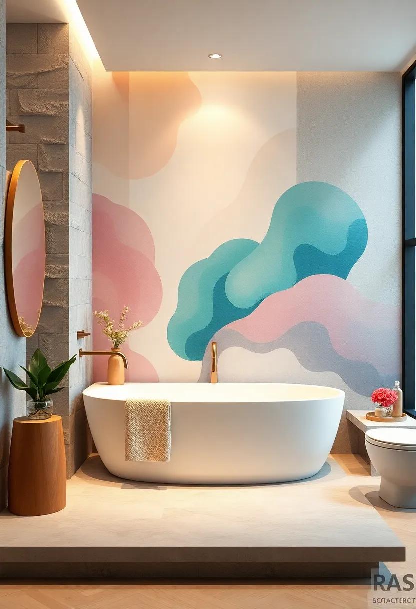 Express Serenity Through Gentle Pastel Color Fields and Fluid Organic Shapes Resonating with Calm Energy