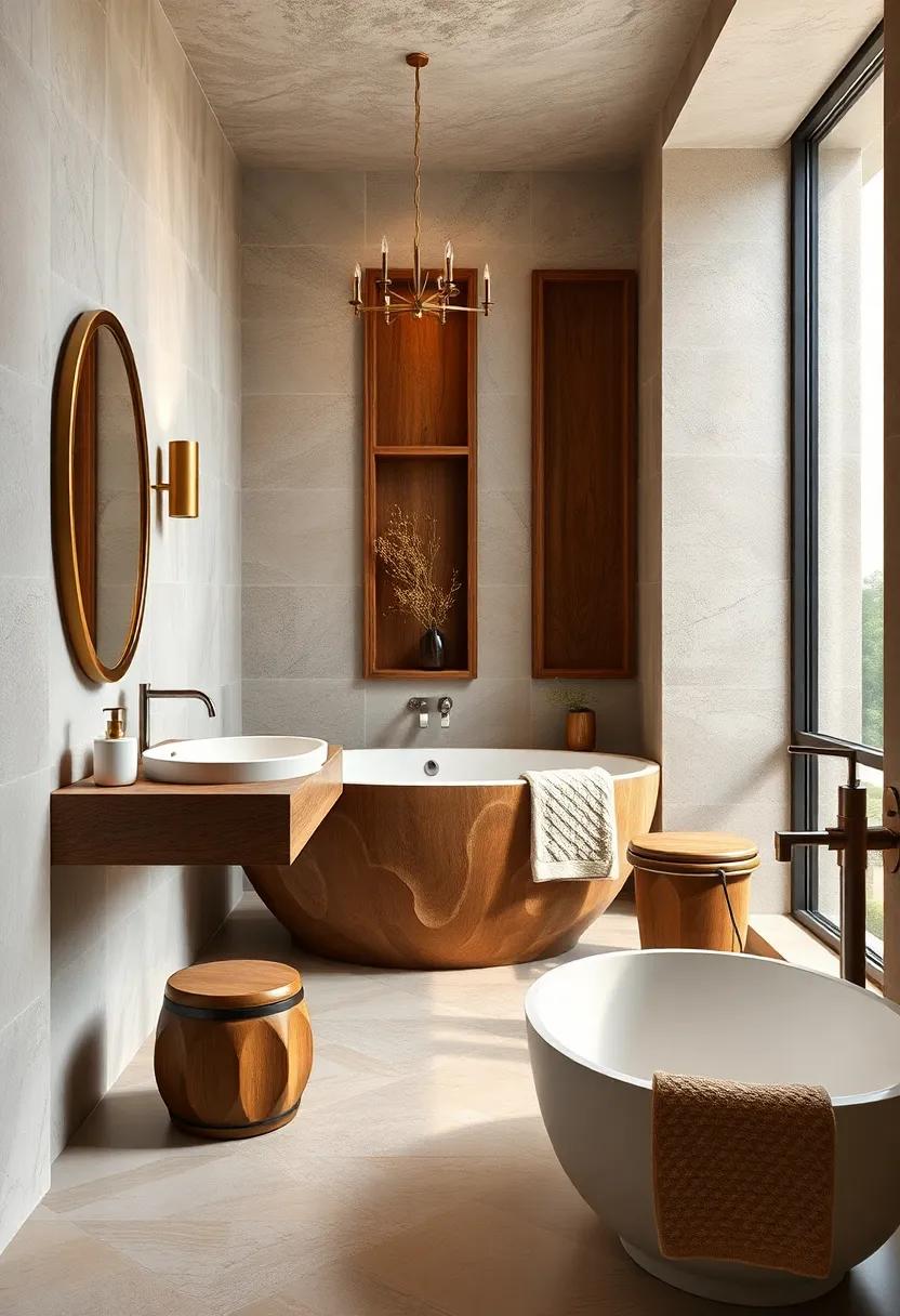 Hand-Carved Wooden Accents Adding Artistic Warmth to Classic Bathroom Designs