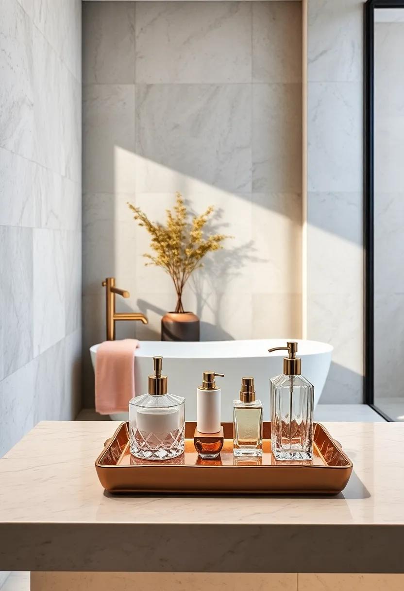 Refined Crystal Glassware and Porcelain Trays Organizing Toiletries in Classic Luxury