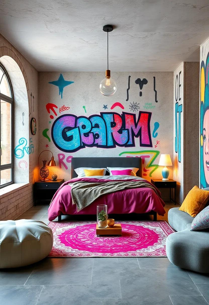 Mixing Classic Graffiti Lettering Styles with Contemporary Minimalist Bedroom Elements