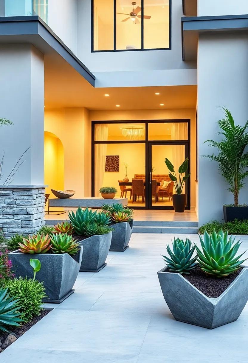 Geometric Planters Filled With Succulents Adding Sharp Edges and Fresh Vibrance