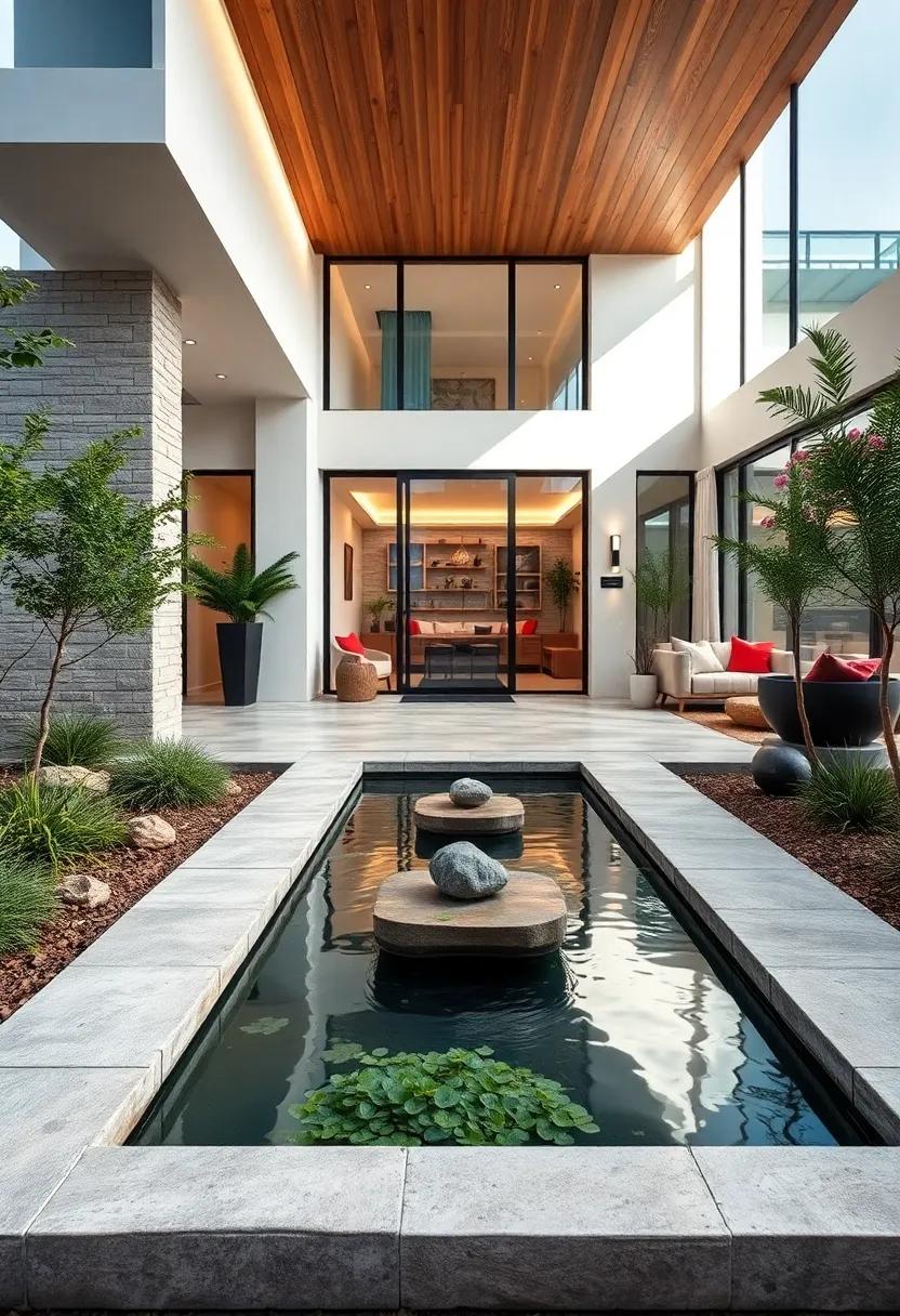 Reflective Water Features Adding Tranquility and Depth to a Modern Entrance
