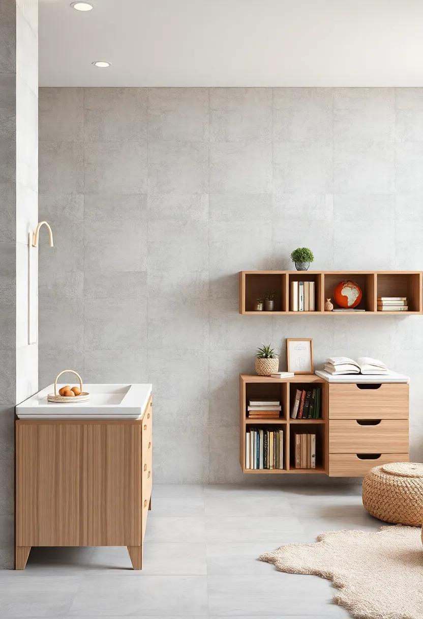 Integrated Toy and Book Storage Solutions Designed Around Convertible Crib and Changing Table Units