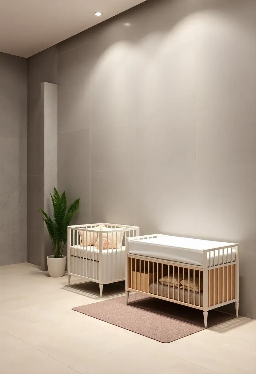 Soft Lighting Arrangements Complementing Convertible Crib Areas to Create Soothing Ambiances
