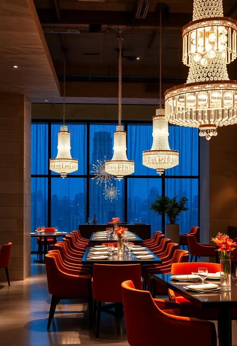 The Mesmerizing Glow of Crystal Chandeliers Casting Refined Shadows Over Elegant Dining Tables