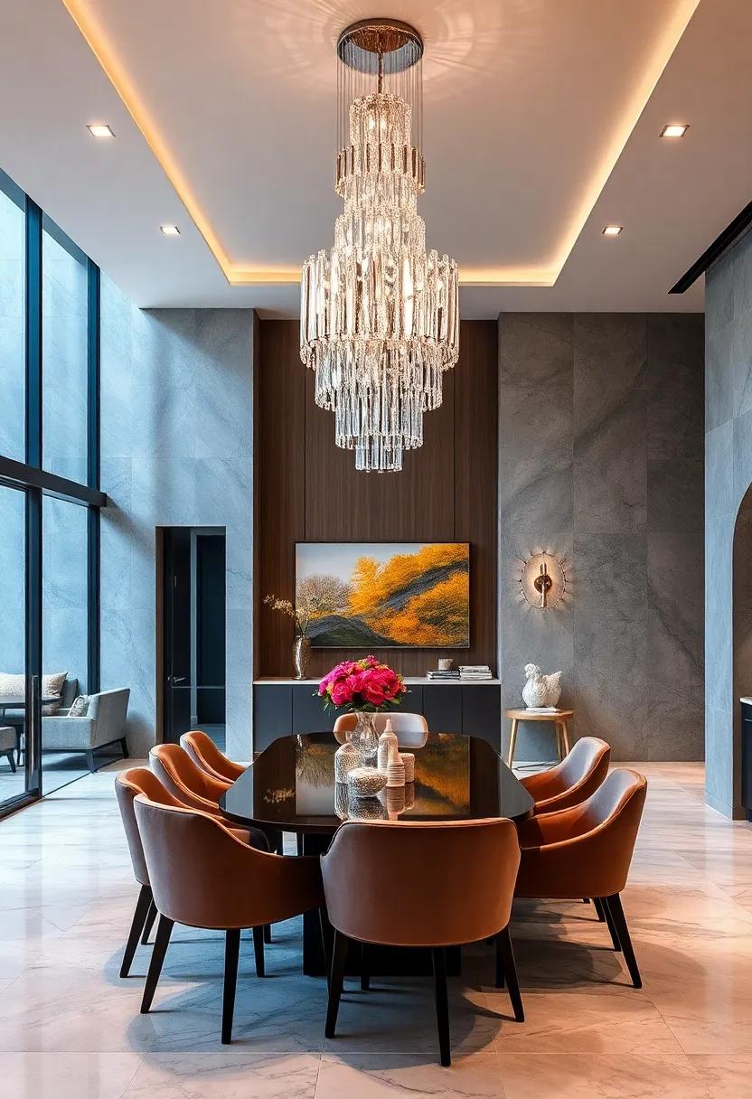 Sculptural Crystal Chandeliers Offering Artistic Flair and Glamour to Contemporary Dining Spaces