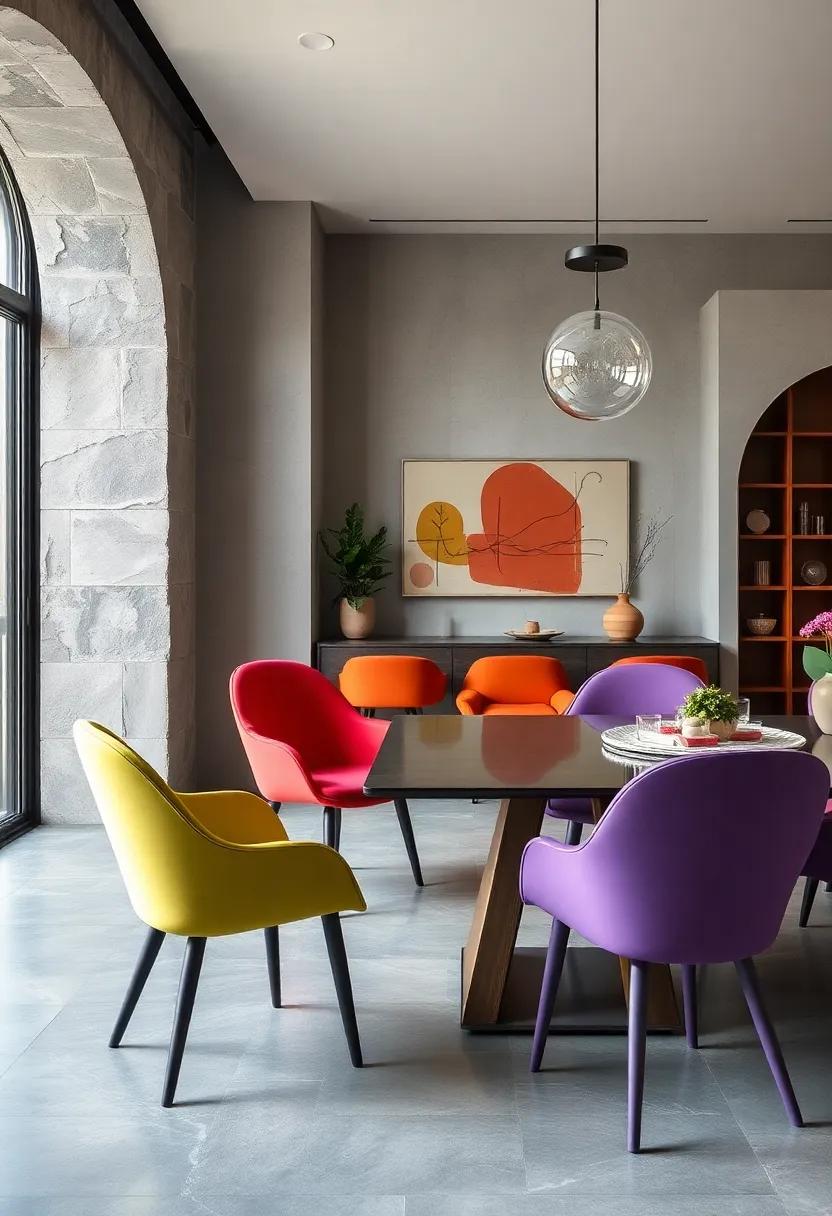 Contoured Molded Plastic Chairs Combining Ergonomic Design with Vibrant Contemporary Color Choices